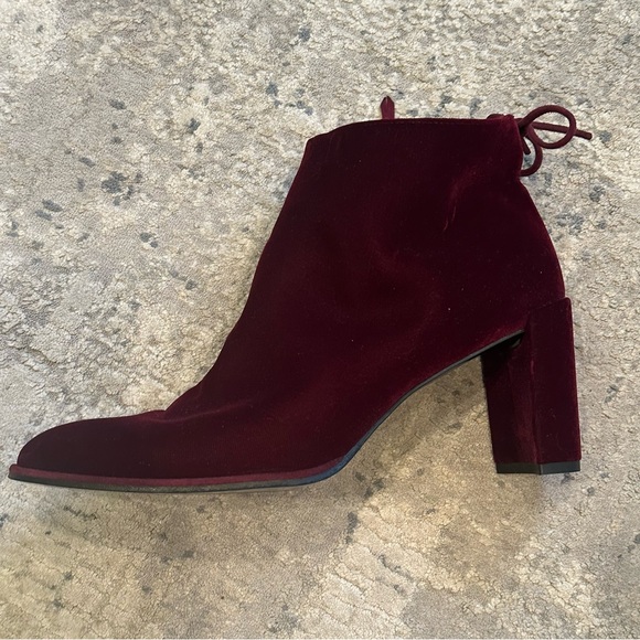 STUART WEITZMAN Gardiner Burgundy Suede Booties Ankle Boots Size 10 Unworn - Picture 11 of 12